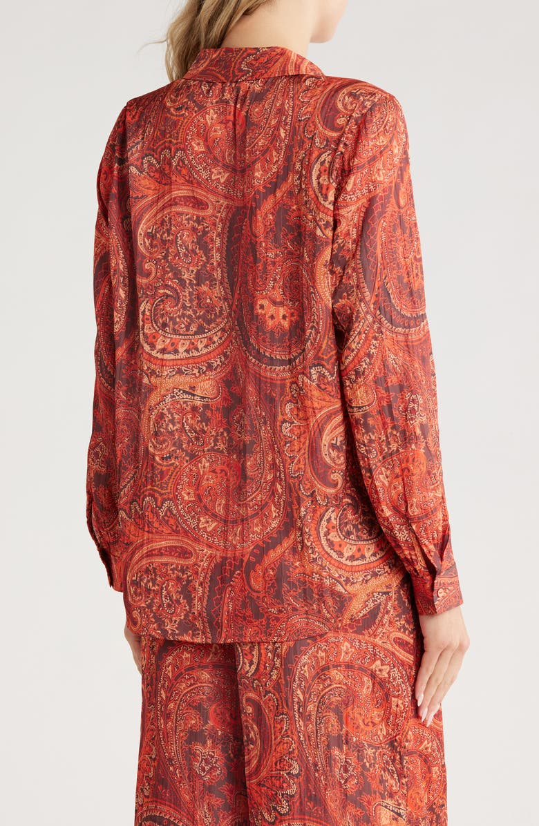 L'AGENCE Argo Paisley Button-Up Shirt, Alternate, color, Rust Multi Boute Paisley