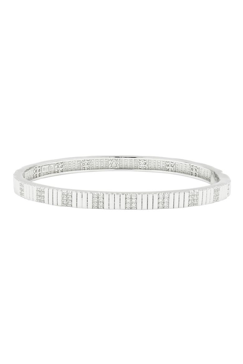 Radiance Sleek Pavé Hinge Bangle Bracelet, Main, color, SILVER