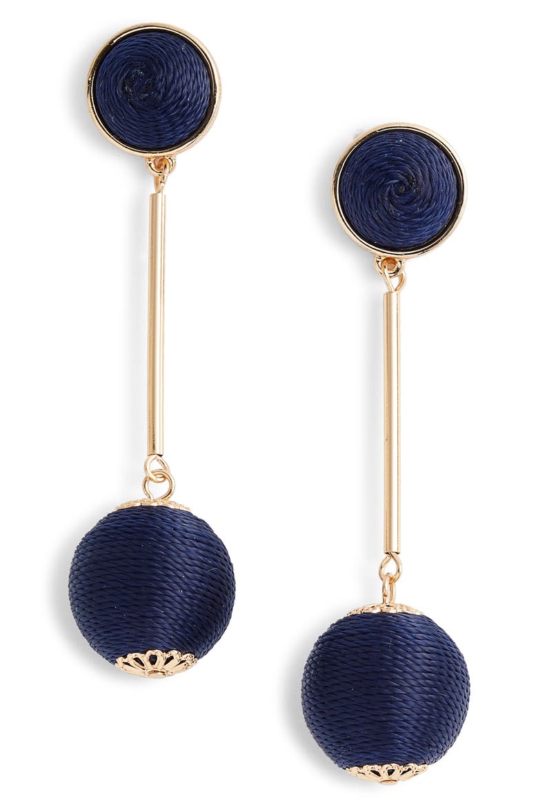 Mod Ball Drop Earrings, Main, color, BLUE- GOLD