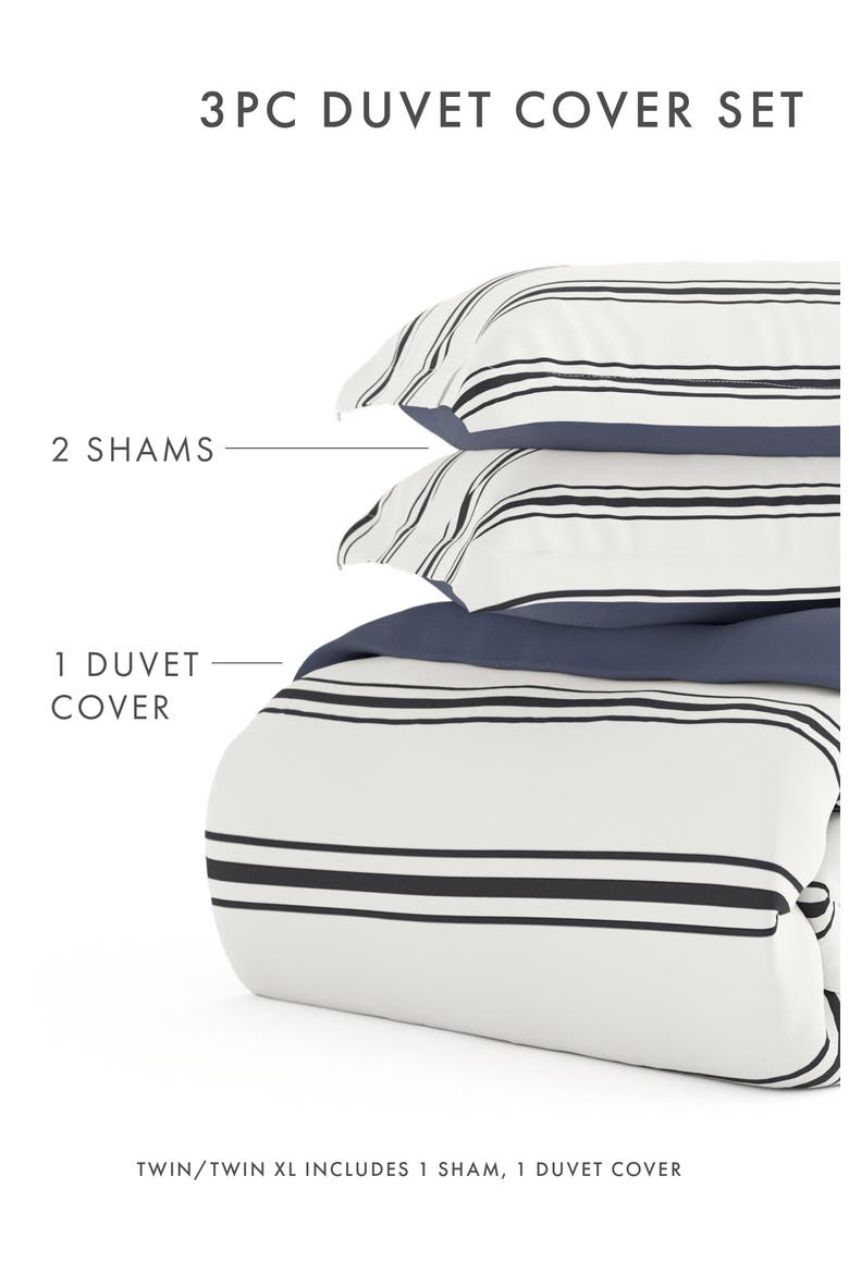 Premium Ultra Soft Desert Stripe 3-Piece Reversible Duvet Cover Set, Alternate, color, NAVY