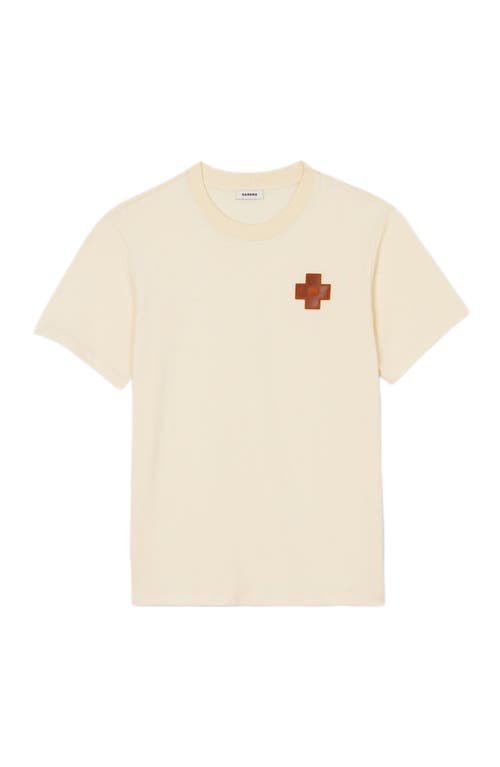 Sandro Mens Naturels Cross Patch Round-neck Cotton T-shirt Xs In Oats