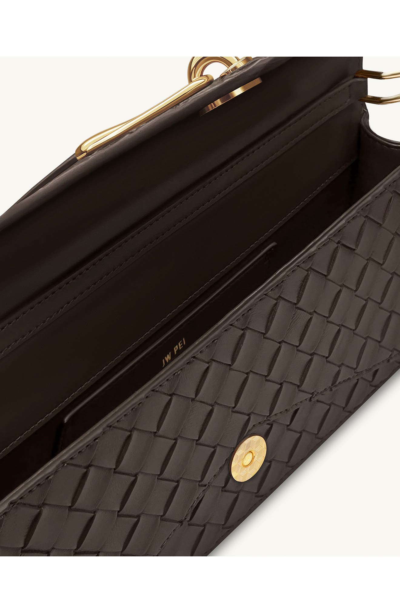 JW PEI Celeste Woven Faux Leather Envelope Top Handle Bag, Alternate, color, Dark Brown