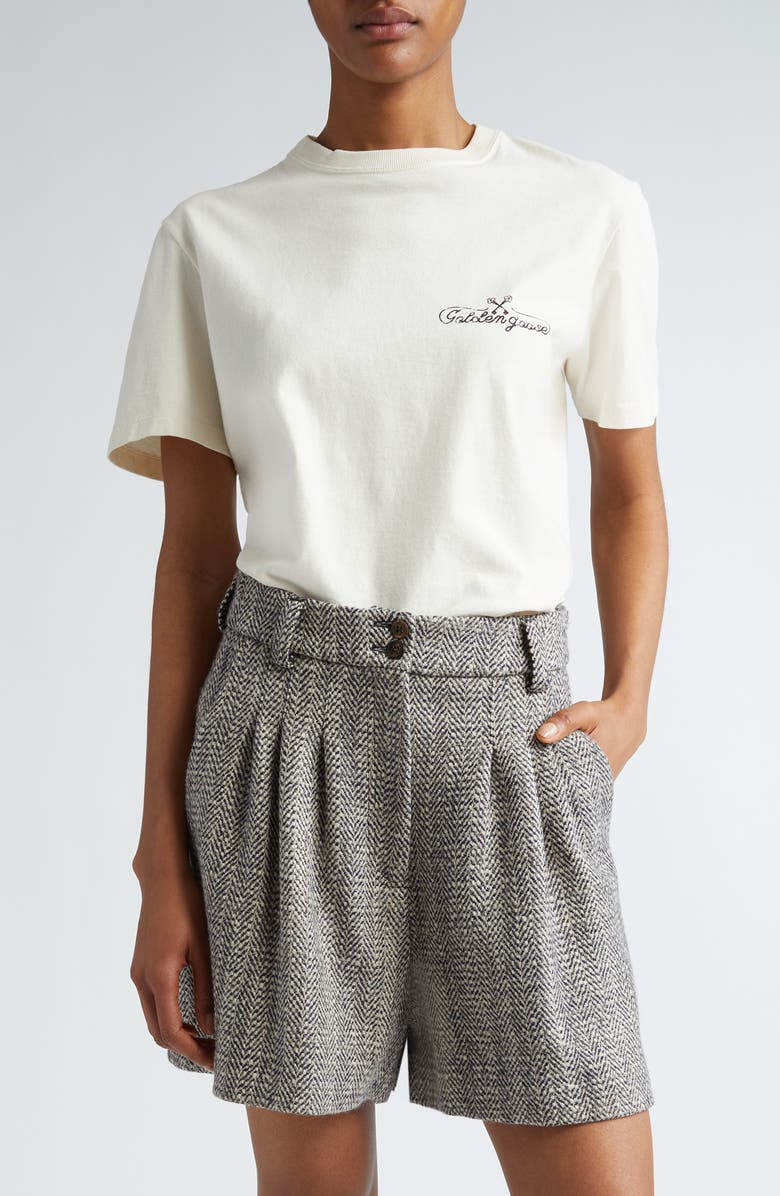 Golden Goose Journey Logo Cotton Graphic T-Shirt, Main, color, Heritage White/ Black