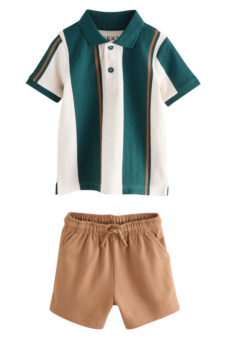 Kids' Stripe Polo & Shorts Set, Main, color, GREEN MULTI