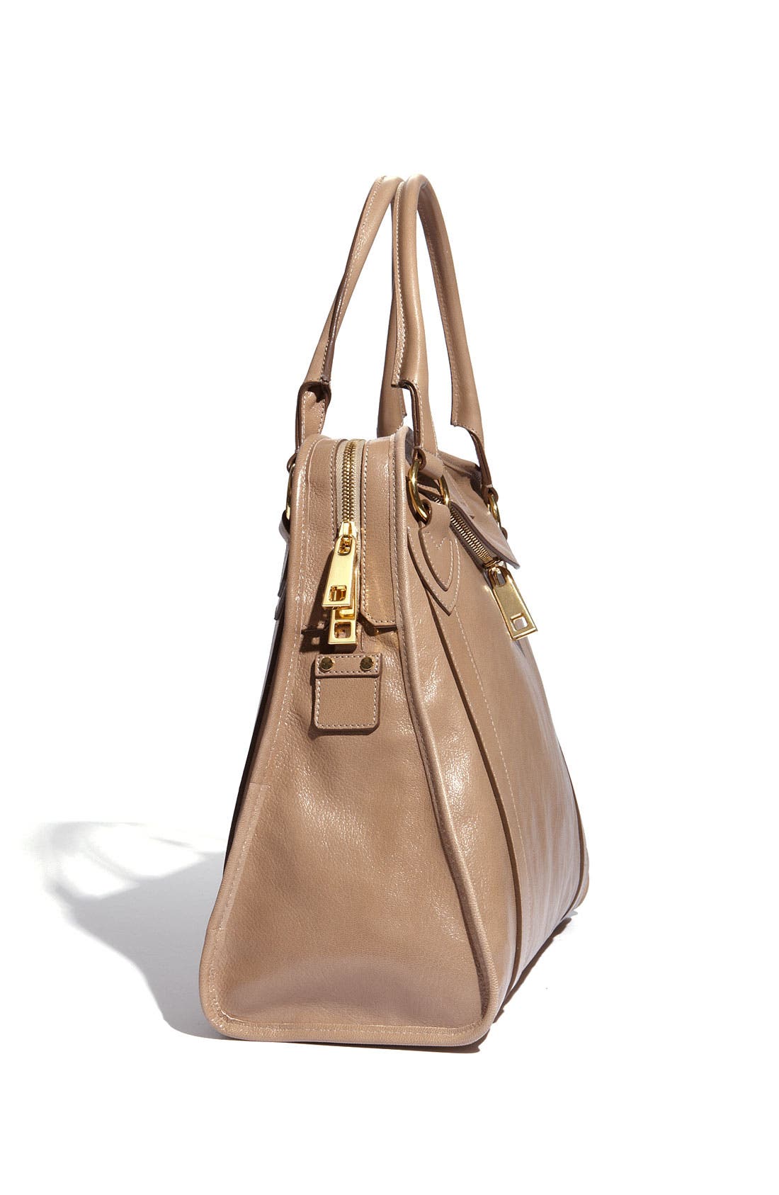 'Wellington' Goatskin Leather Satchel, Alternate, color, STONE