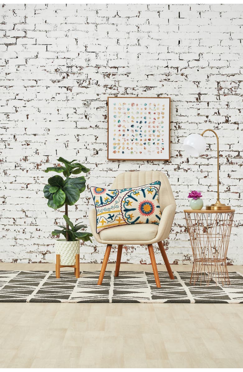 carol & frank Drew Embroidered Throw Pillow, 14" x 22", Alternate, color, Blue