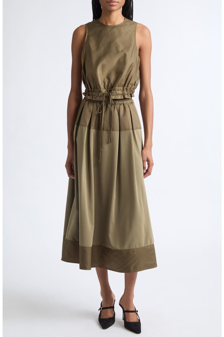 Elisabetta Satin Trim Skirt, Alternate, color, DARK OLIVE