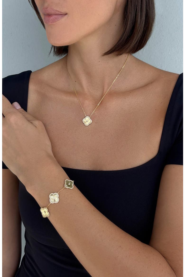 Cubic Zirconia Halo Fluted Pendant Necklace & Earrings Set, Alternate, color, GOLD