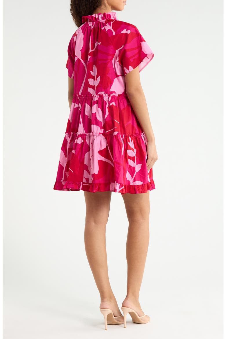 Mila Floral Print Tiered Dress, Alternate, color, MAGENTA-CHERRY
