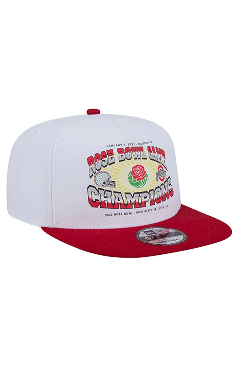 New Era Men's New Era White/Scarlet Ohio State Buckeyes Retro 2022 Rose Bowl Champions 9FIFTY A-Frame Snapback Hat, Alternate, color, White