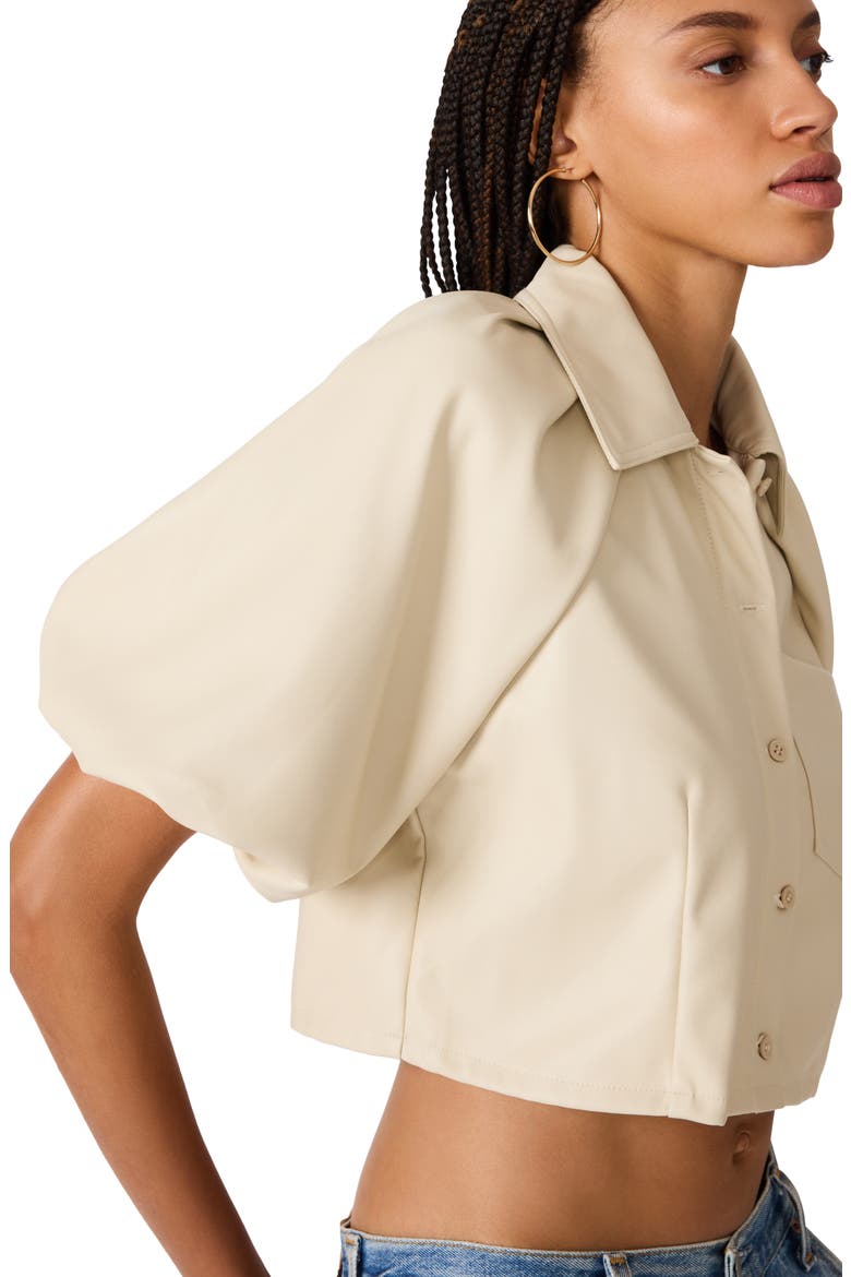 Reece Puff Sleeve Crop Shirt, Alternate, color, BONE