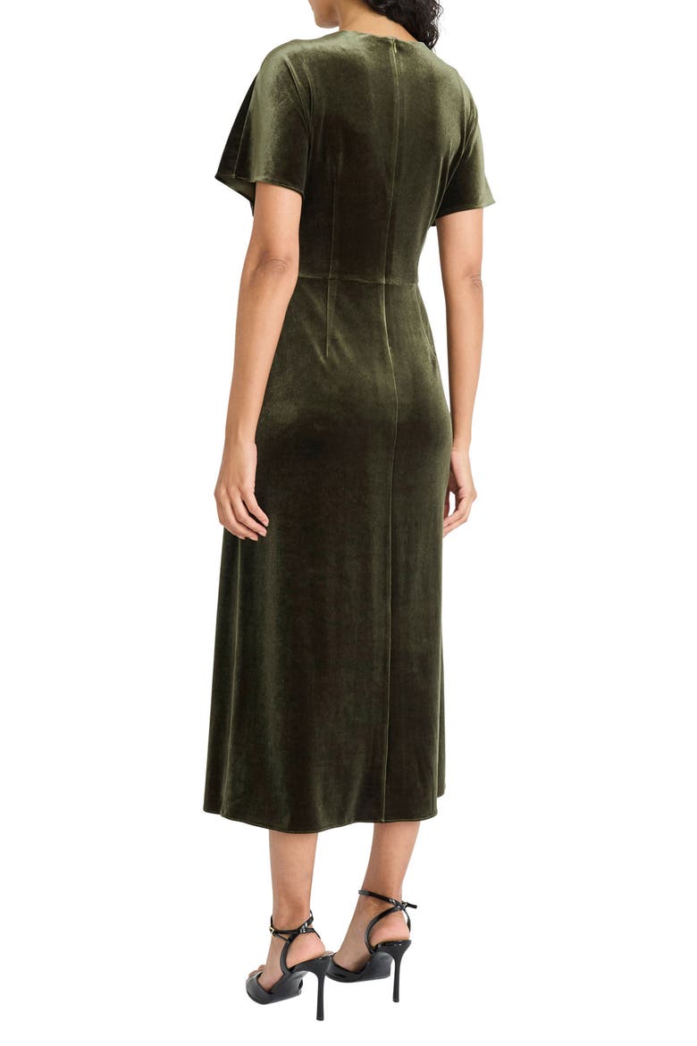 Velvet V-Neck Midi Dress, Alternate, color, ROSIN