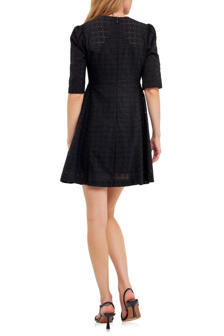 Broderie Lace Minidress, Alternate, color, BLACK