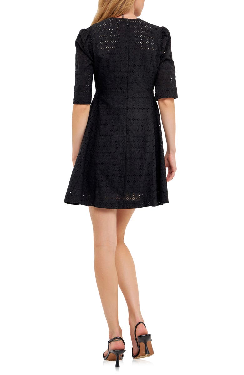English Factory Broderie Lace Minidress, Alternate, color, Black
