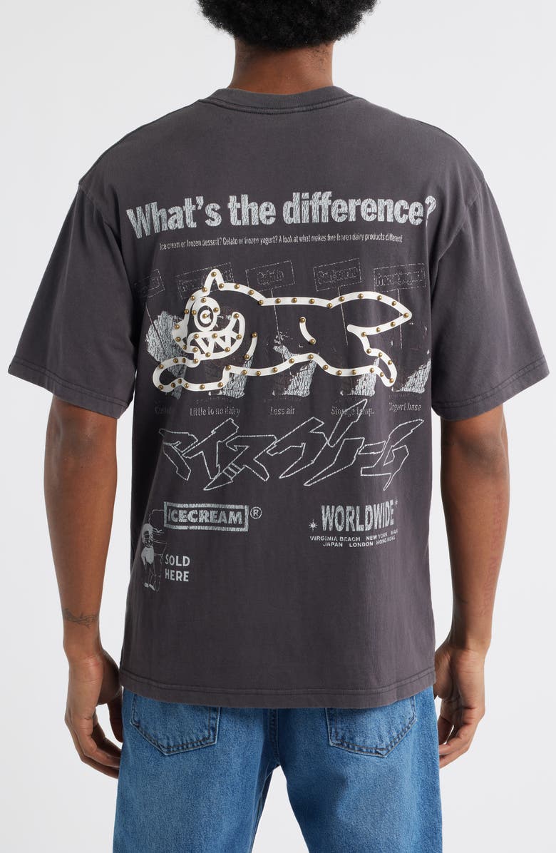 ICECREAM The Hill Oversize Studded Cotton Graphic T-Shirt, Alternate, color, Black