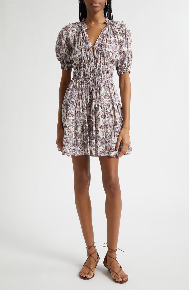 Ulla Johnson Soffia Print Tiered Silk Dress, Main, color, Meadow
