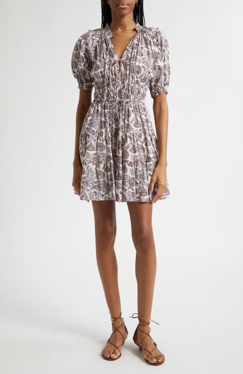 Soffia Print Tiered Silk Dress
