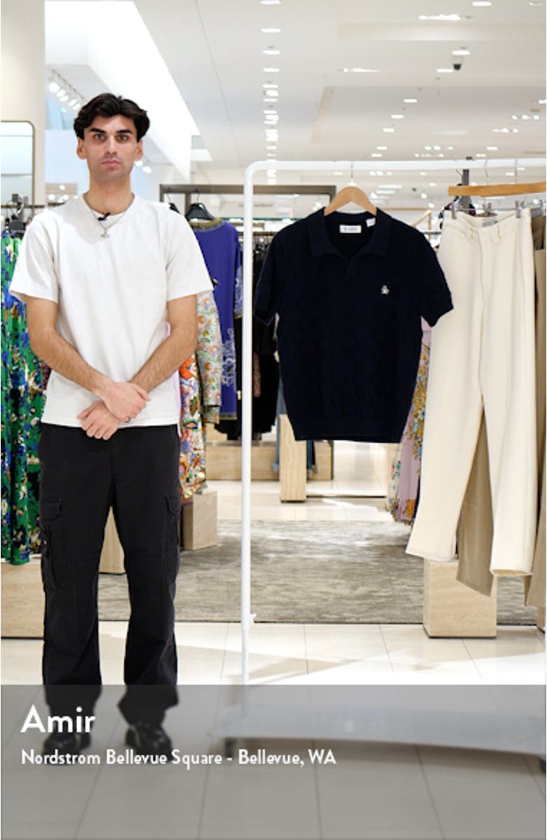 Jacquard Basketweave Johnny Collar Polo Sweater, sales video thumbnail