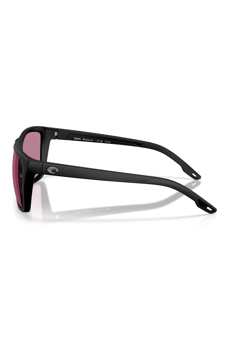 Mainsail XL 59mm Polarized Square Sunglasses, Alternate, color, MATTE BLACK / ROSE 580P