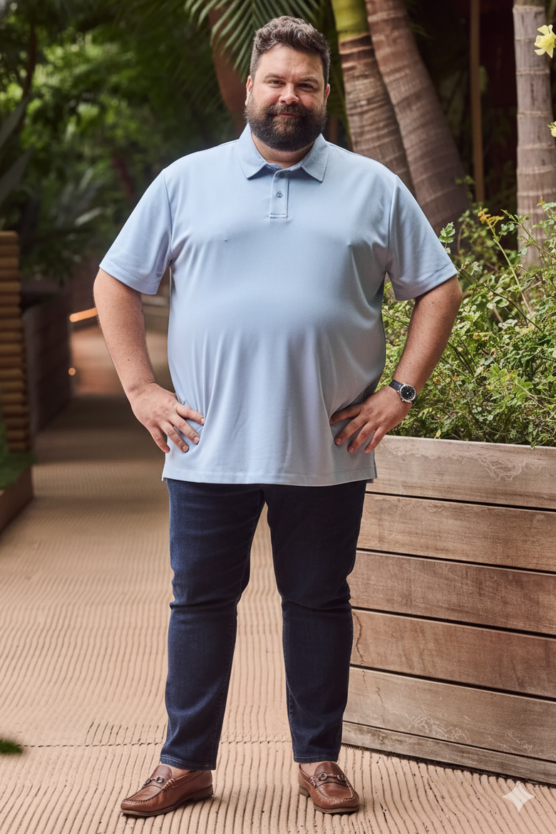 Men's Big and Tall Casual Commuter Tech Polo, Alternate, color, Heather Blue