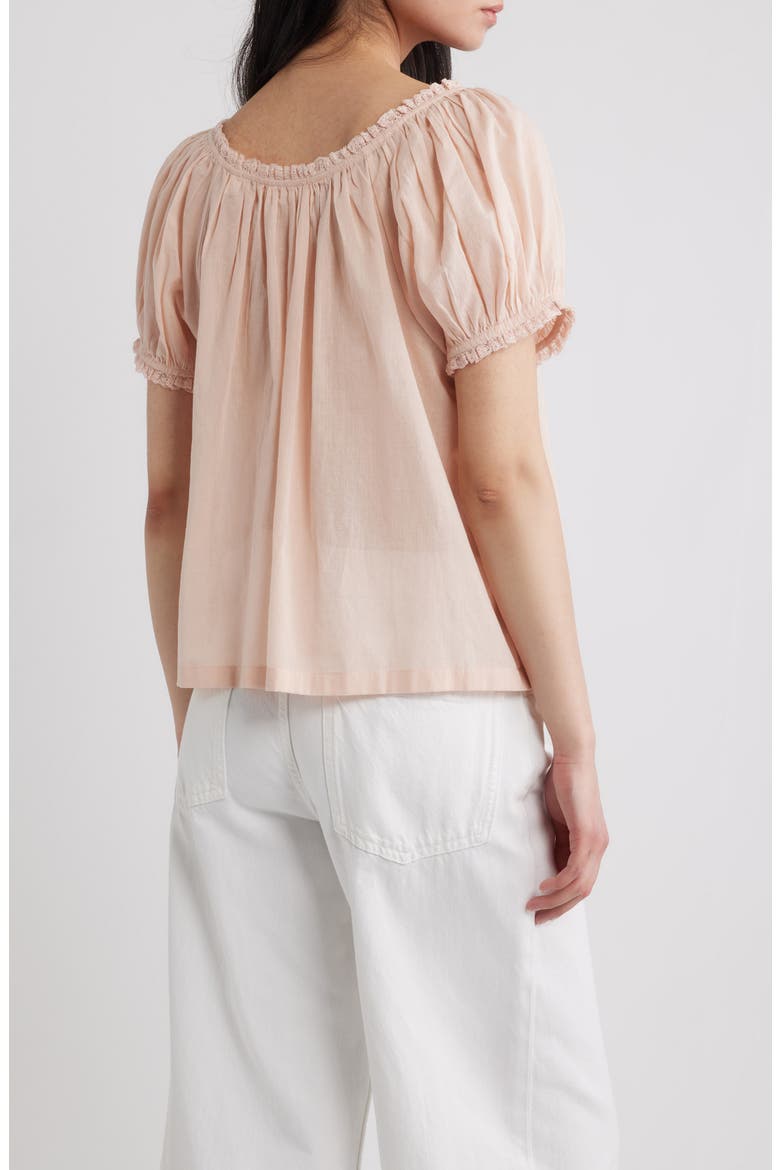 Frederica Floral Embroidered Organic Cotton Voile Top, Alternate, color, BLUSH