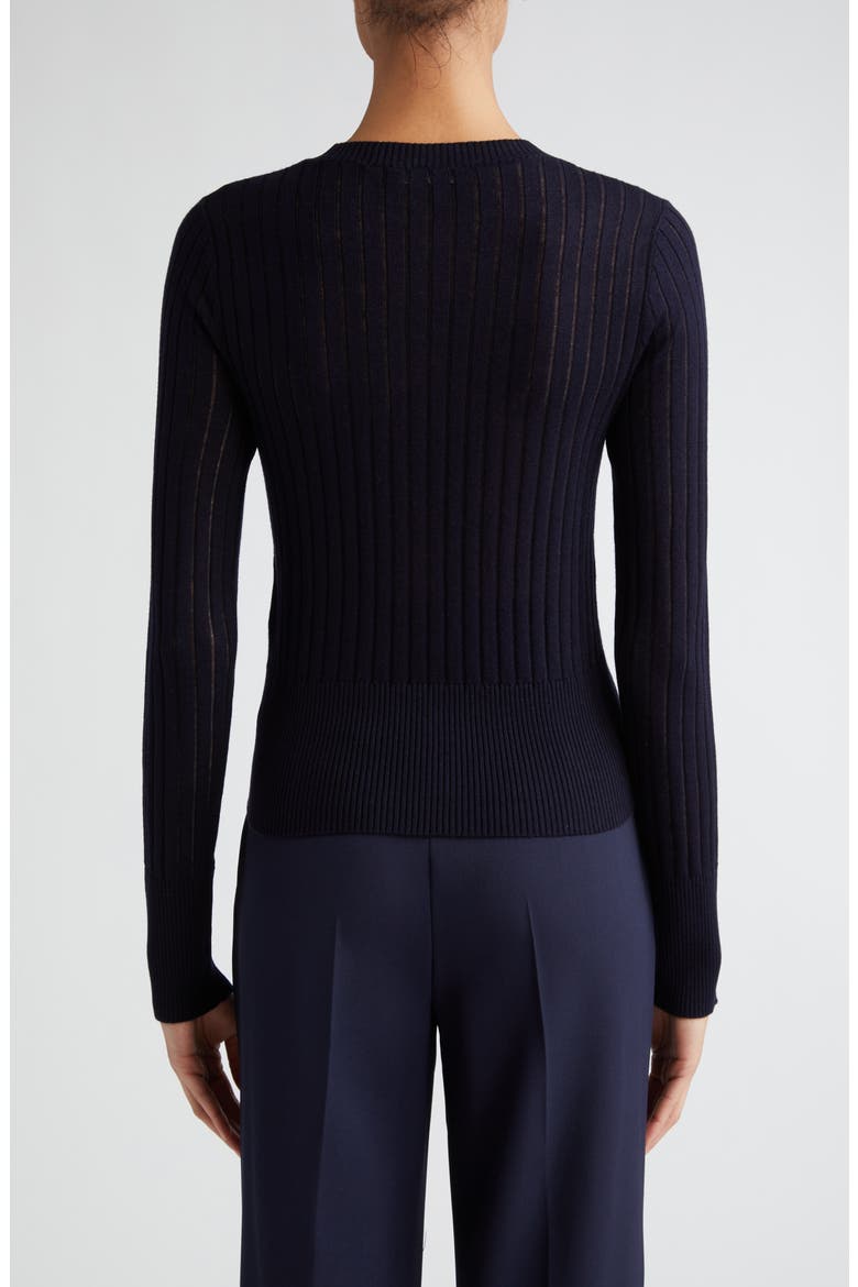 Funale Silk & Wool Rib Sweater, Alternate, color, NAVY