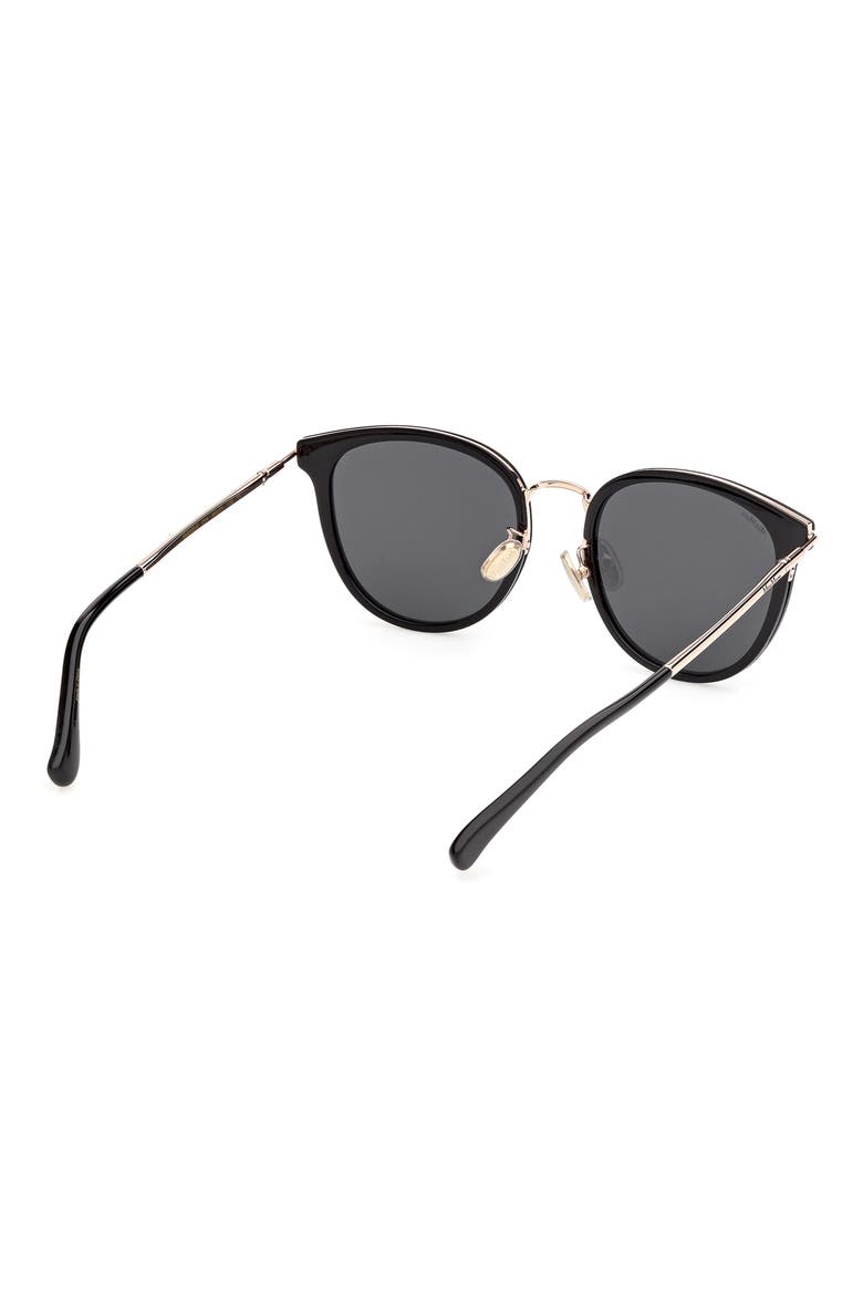 55mm Round Sunglasses, Alternate, color, SHINY BLACK / SMOKE