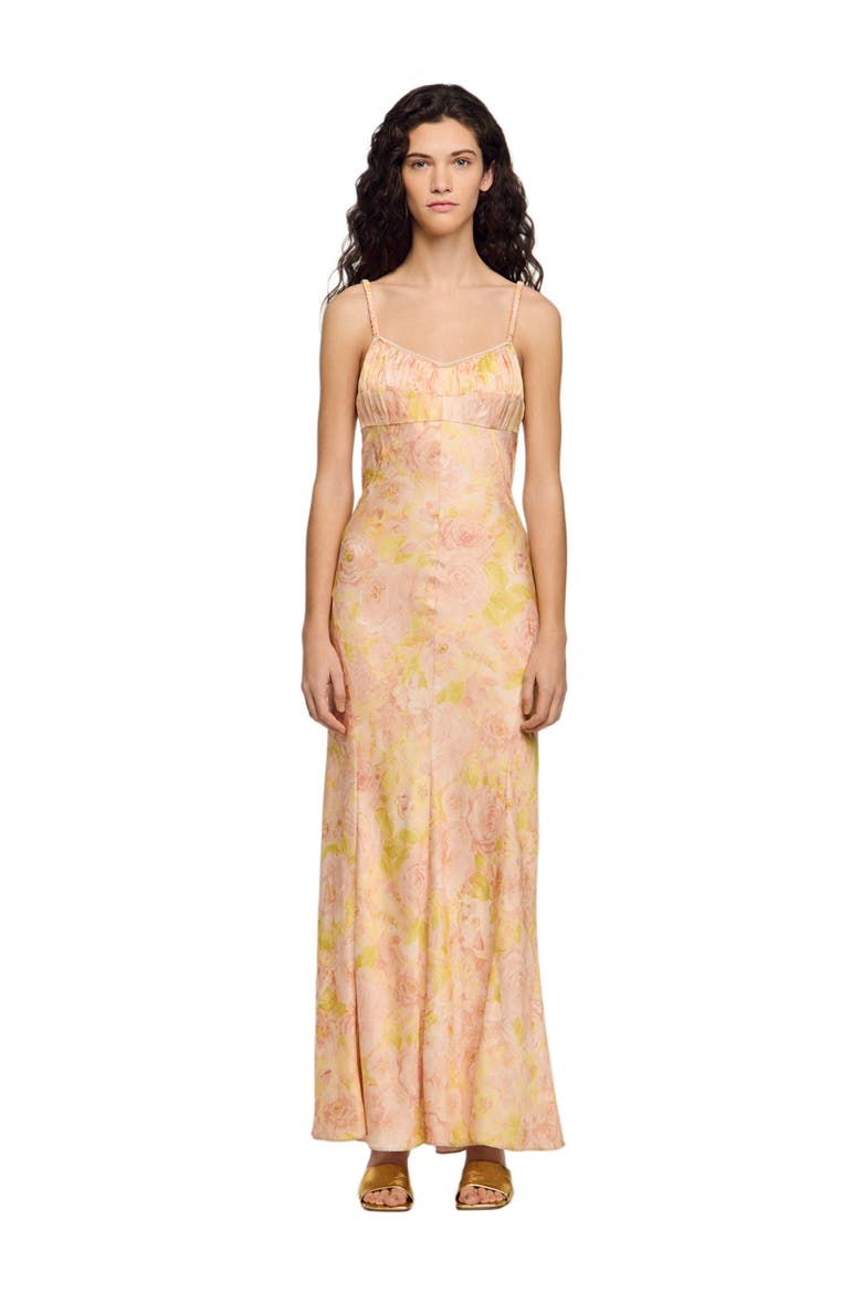 Flower print maxi dress, Main, color, Pink / green