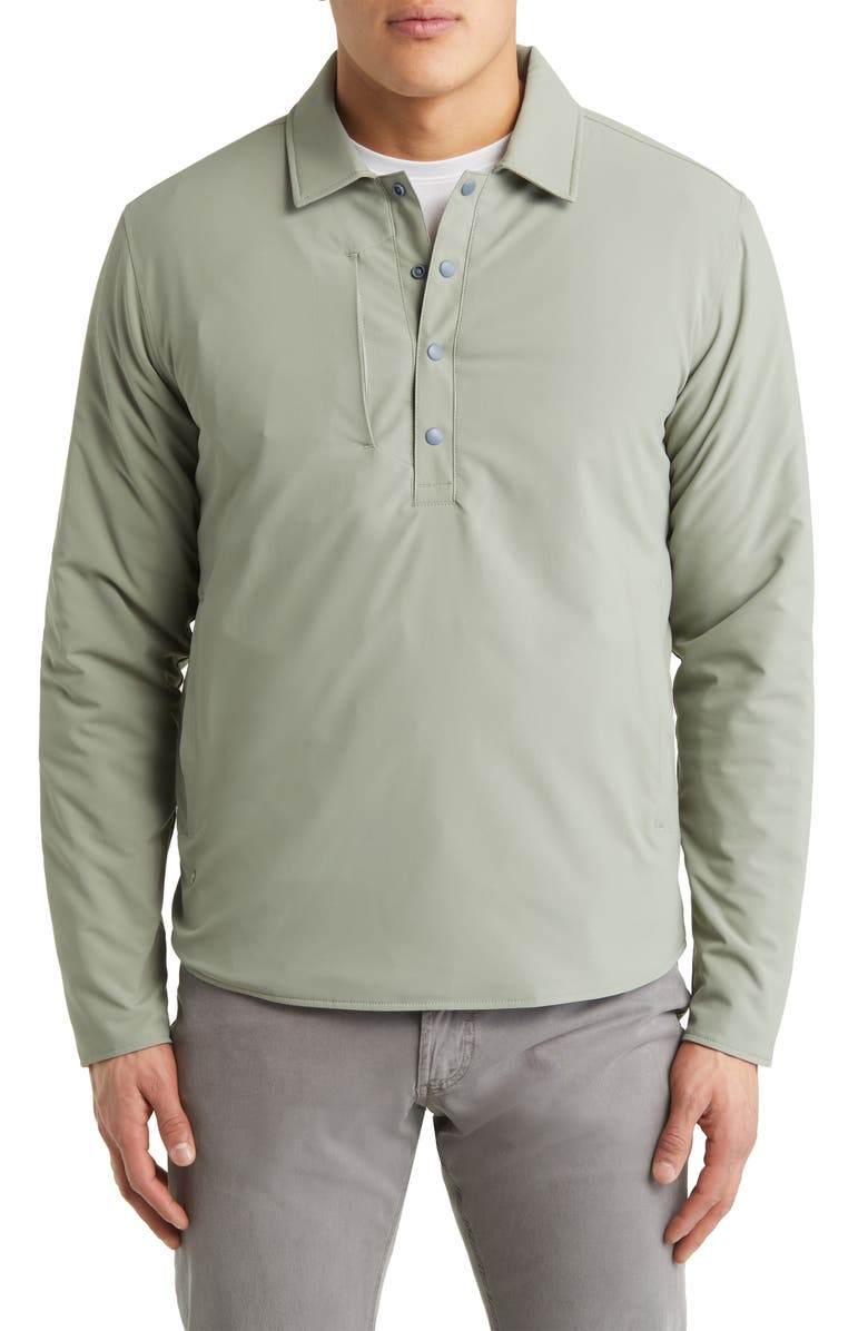 Peter Millar Crown Crafted Approach Water Resistant Insulated Snap Long Sleeve Polo, Main, color,