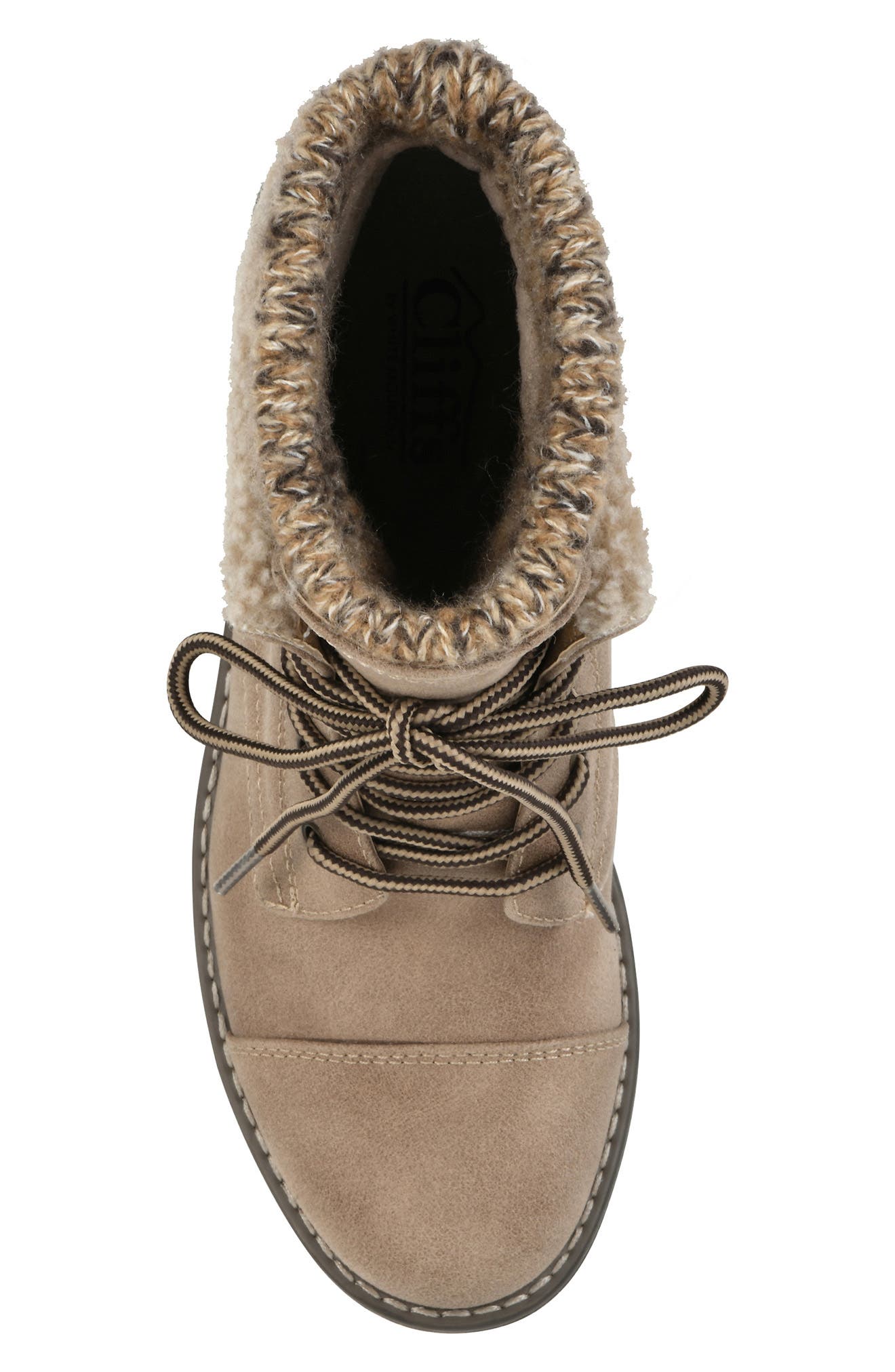 Duena Faux Shearling Lined Lace-Up Boot, Alternate, color, NATURAL FABRIC