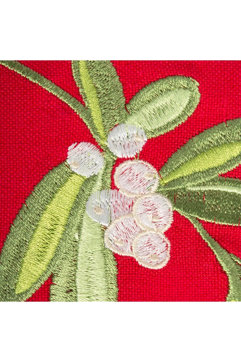 Embroidered Mistletoe Border Table Runner, Alternate, color, Mistletoe Corner