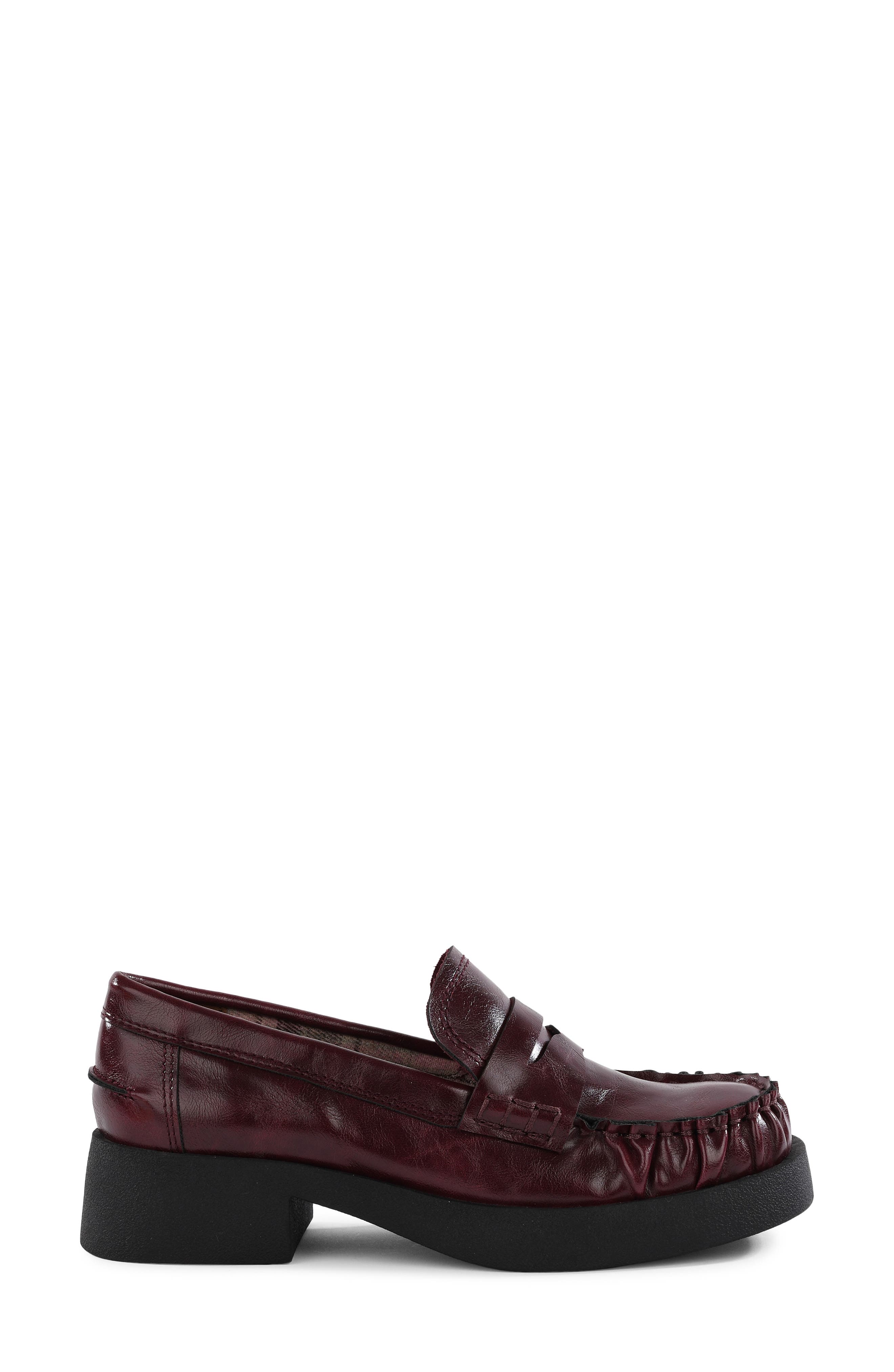 Fiction Faux Leather Penny Loafer, Alternate, color, BURGUNDY