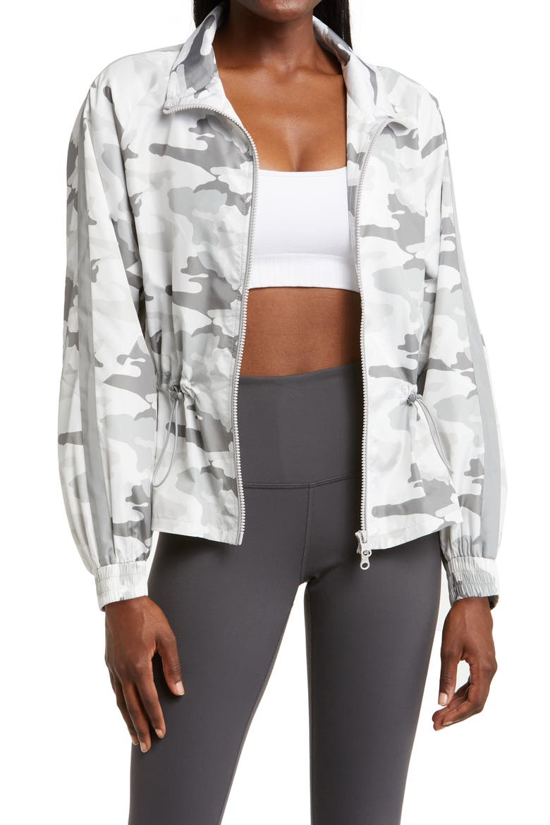 Tempest Water Repellent Peplum Jacket, Main, color, WHITE CAMO