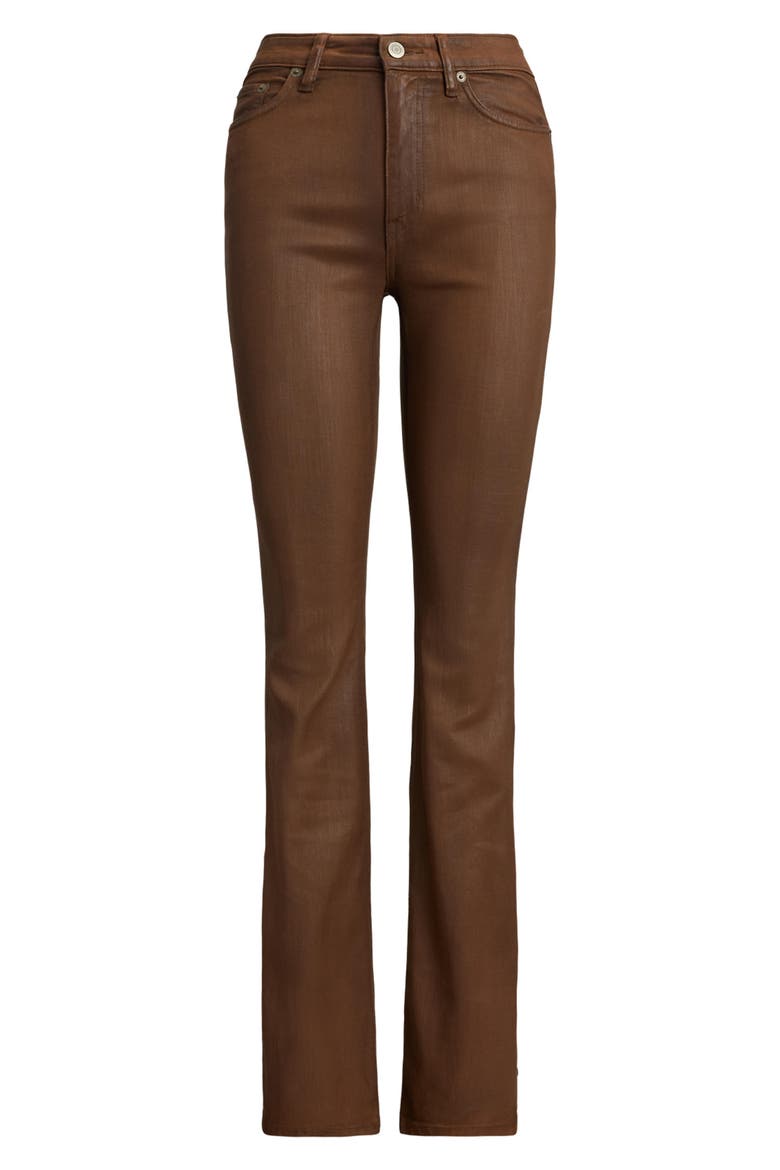 Coated High Waist Bootcut Jeans, Alternate, color, DARK TERRACOTTA