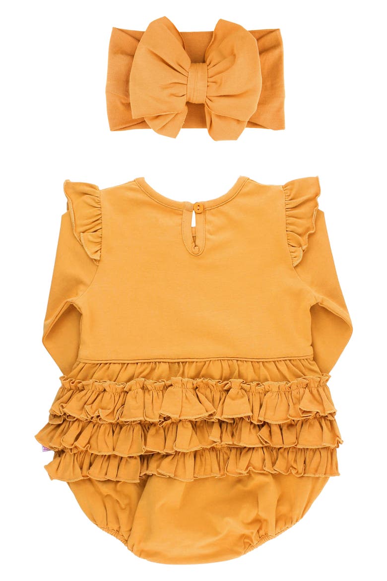 Honey Flutter Bubble Romper & Headband Set, Alternate, color, YELLOW
