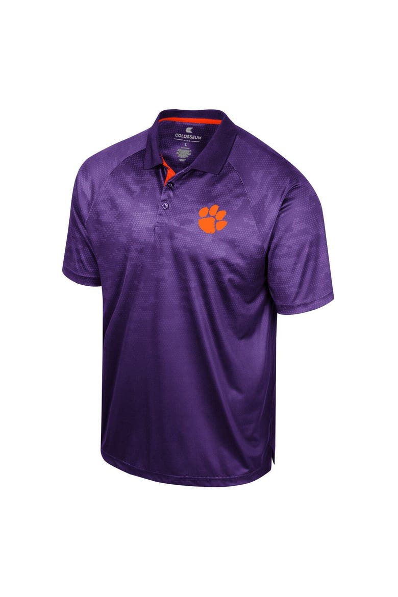 Men's Colosseum Purple Clemson Tigers Honeycomb Raglan Polo, Alternate, color, Purple
