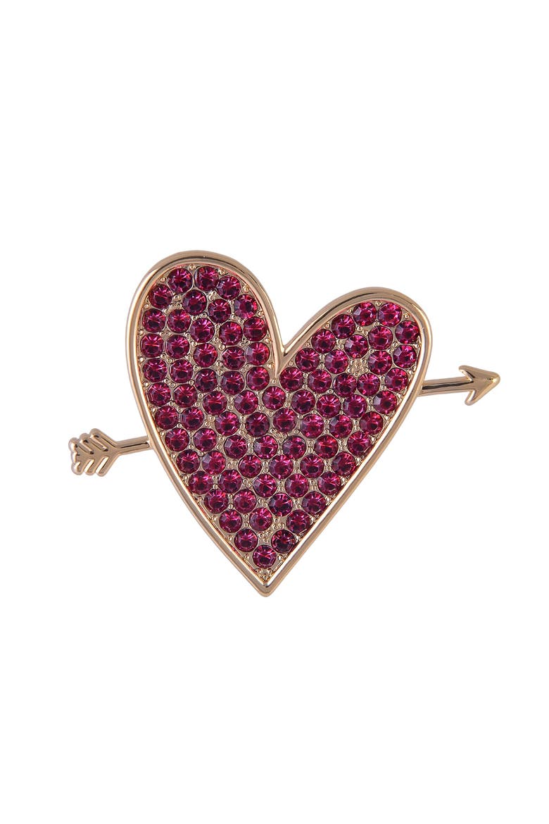 Pink Stone Heart and Arrow Pin, Alternate, color, Red