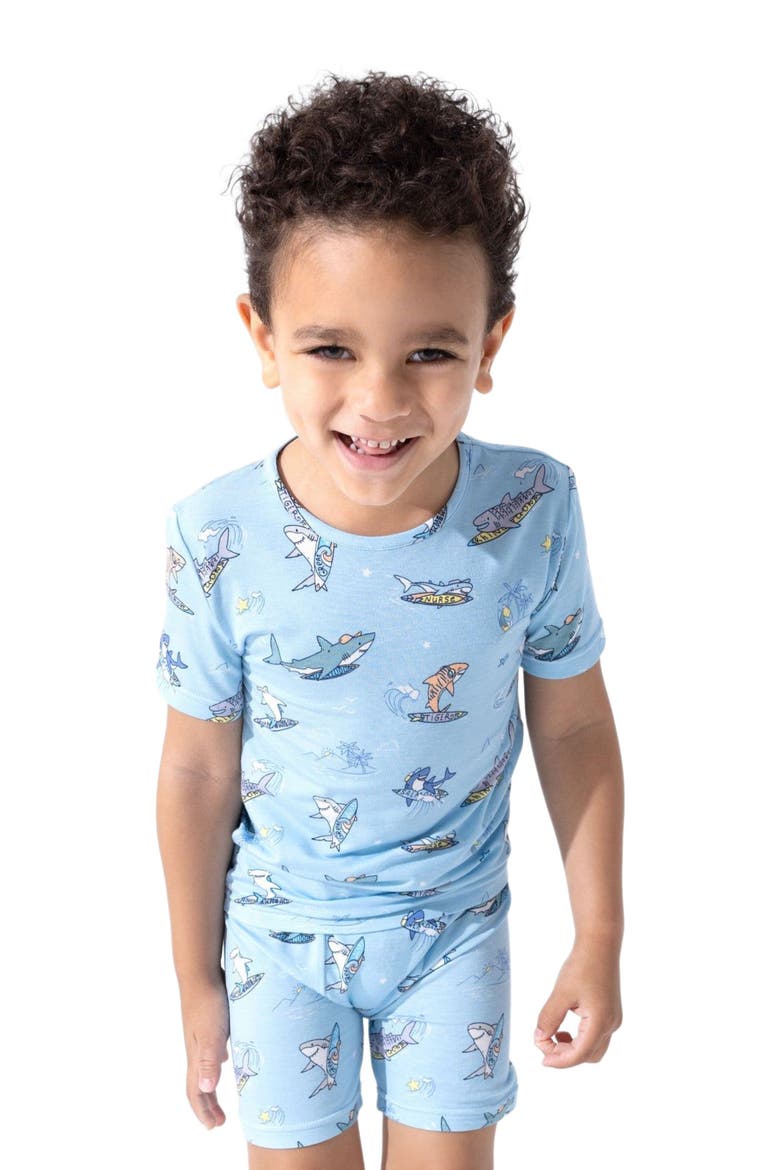Shark School Kids 2-Piece Short Sleeve & Shorts Pajama Set, Alternate, color, Shark School