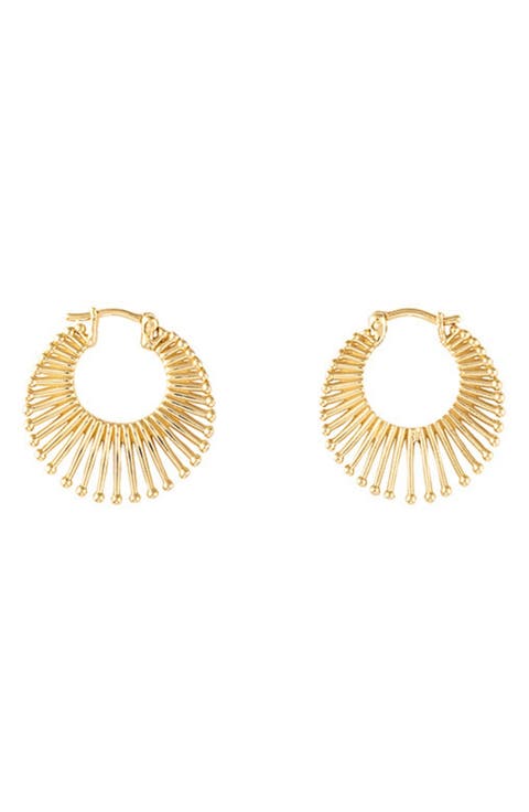 14K Yellow Gold Roar Lion Diamond Hoop Earrings