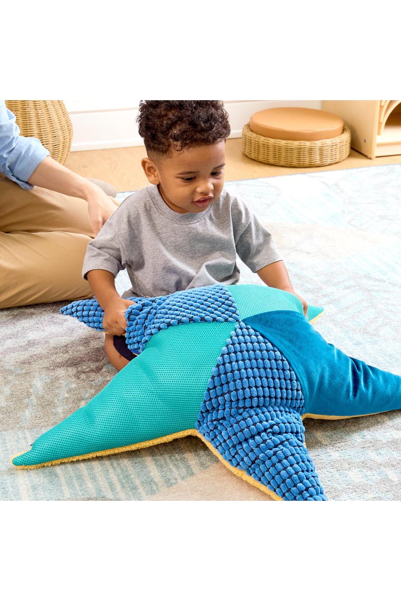 Plush Sea Star Pillow, Alternate, color, Blue