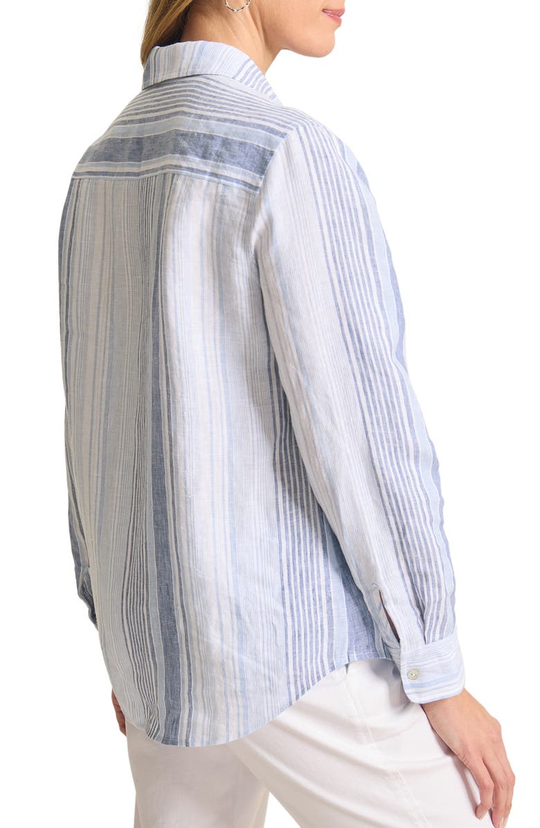 Tommy Bahama Breezy Bay Linen Stripe Button-Up Shirt, Alternate, color, 