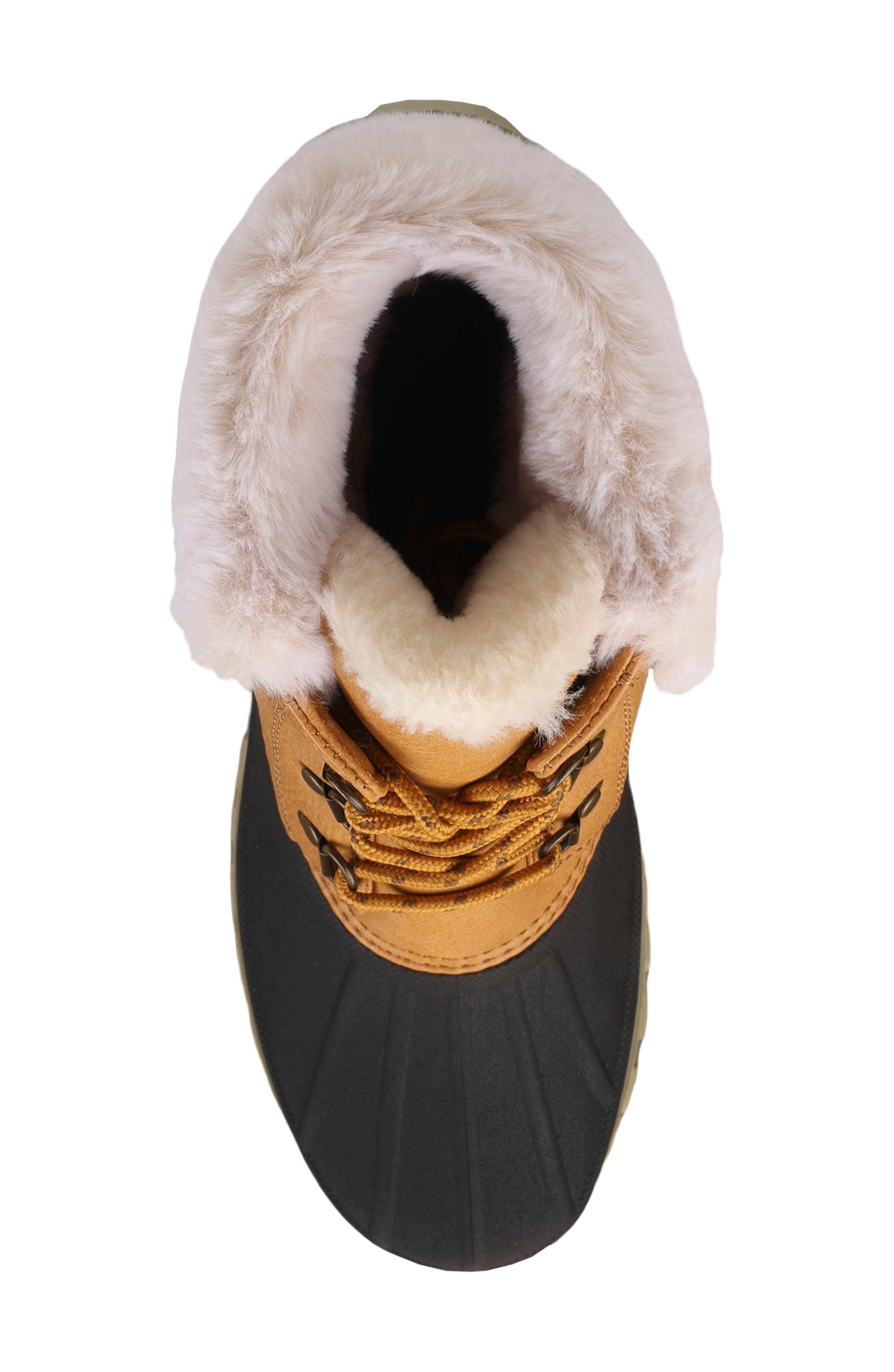Mykos Faux Fur Lined Duck Boot, Alternate, color, Mustard/ Black
