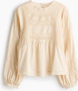 H&M Lace-inset Cotton Blouse