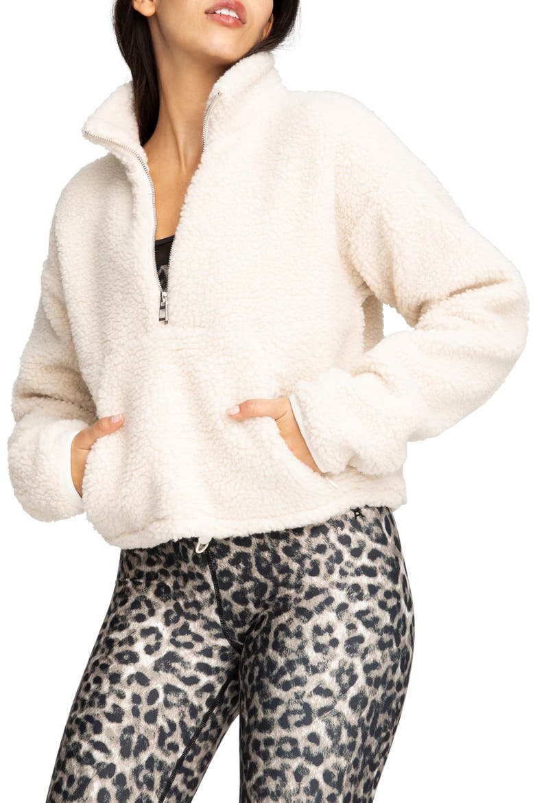 High Pile Fleece Pullover, Main, color, BONE