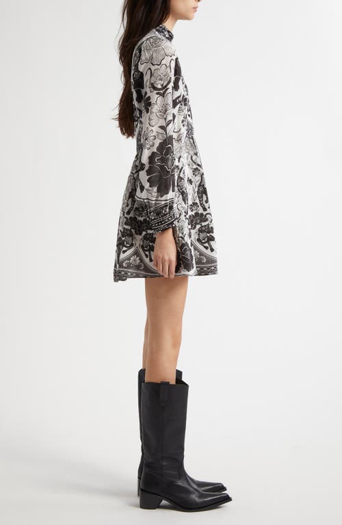 Farm Rio Flower Leopards Long Sleeve Dress In Flower Leopards Off-