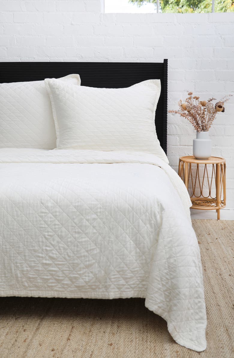 Pom Pom at Home Monaco 300-Thread Count Sateen Coverlet, Alternate, color, Ivory