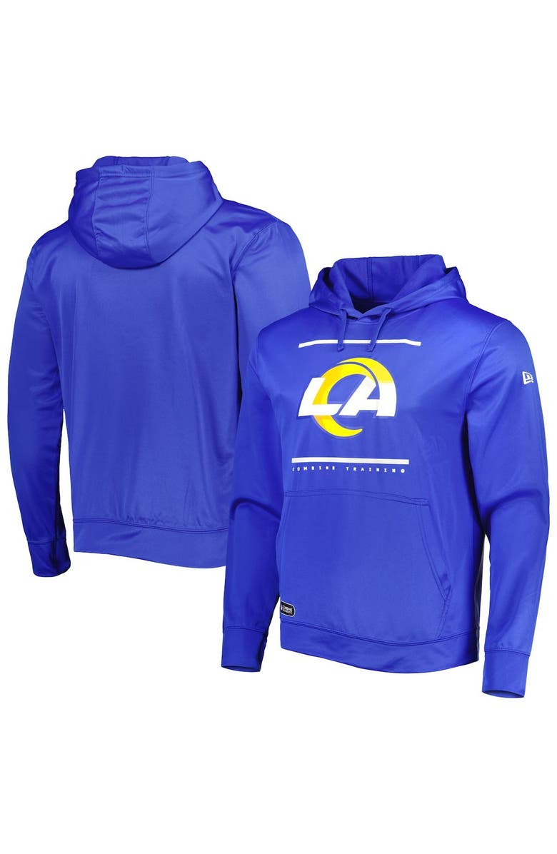 New Era Men's New Era Royal Los Angeles Rams Combine Authentic Split Defense Pullover Hoodie, Main, color,