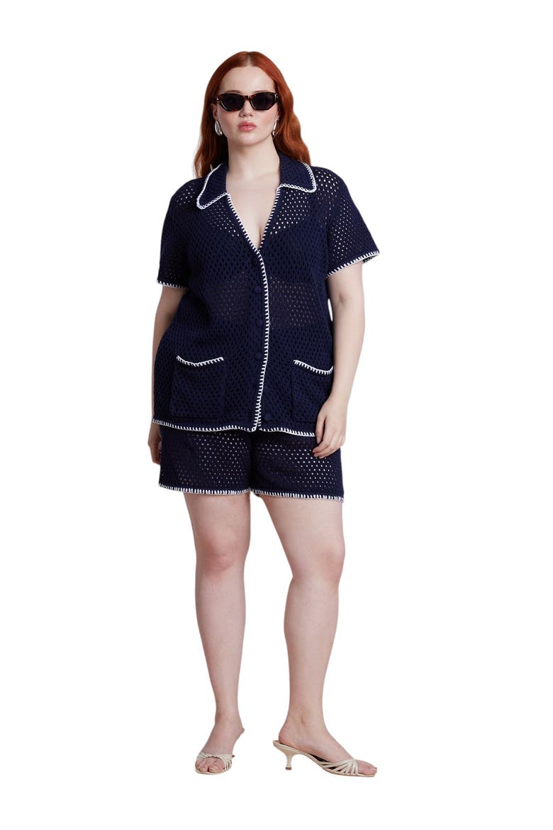 Crochet Knitted Short, Alternate, color, EVENING BLUE