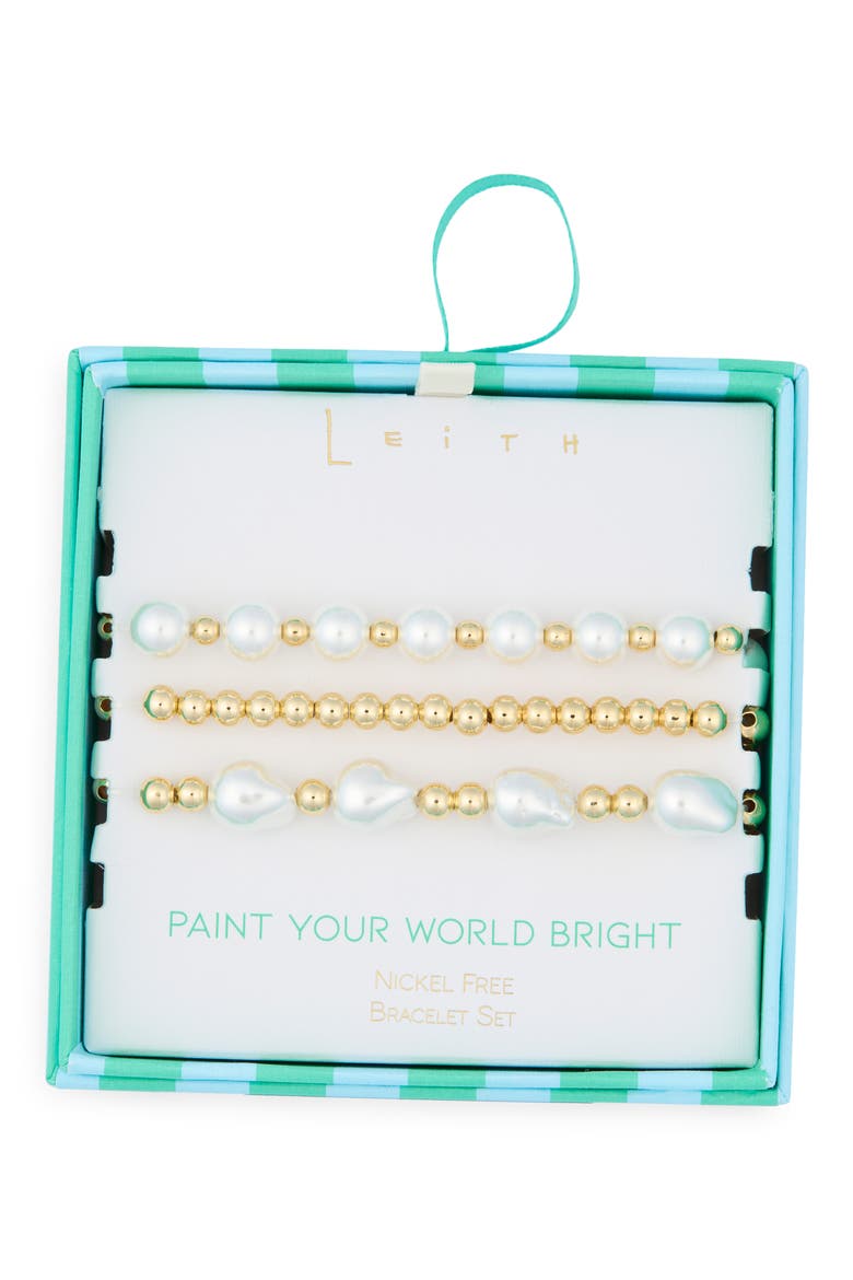 3-Pack Assorted Stretch Bracelets, Main, color, WHITE- GOLD