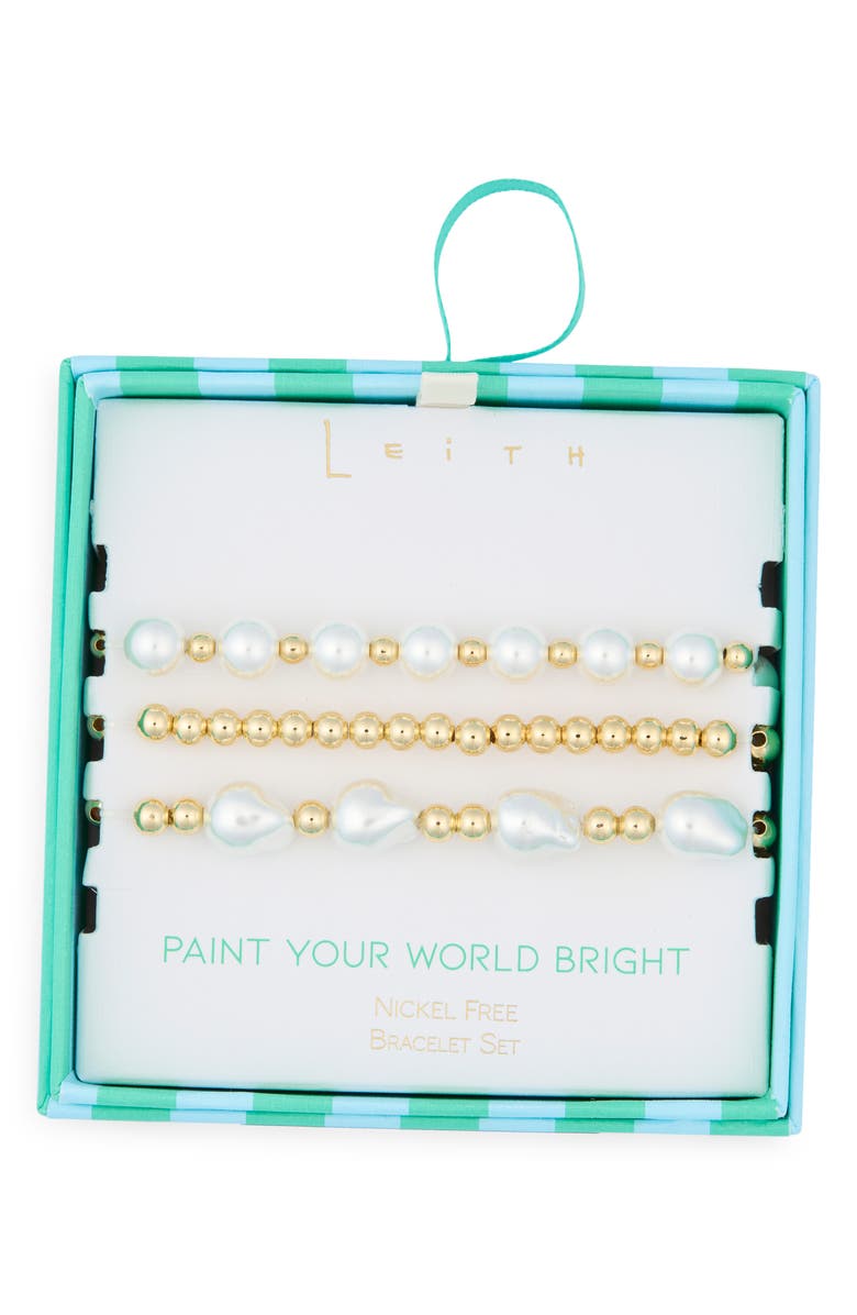 Leith 3-Pack Assorted Stretch Bracelets, Main, color, White- Gold